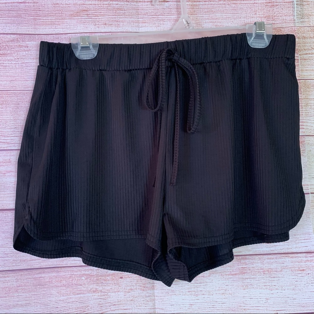 Shein Black‎ Ribbed  Pajamas Lounge Shorts XL
